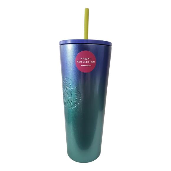 Starbucks Hawaii Collection 24oz Stainless Steel Blue Ombre Tropical Cold Cup - Picture 2 of 3